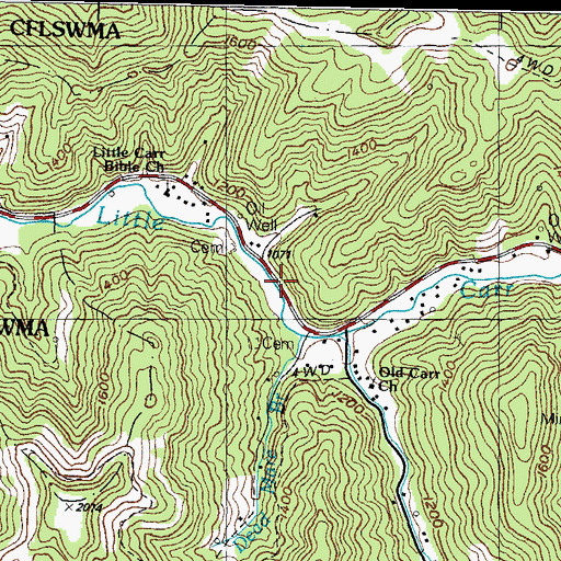 Topographic Map of Middle Carr Creek (historical), KY