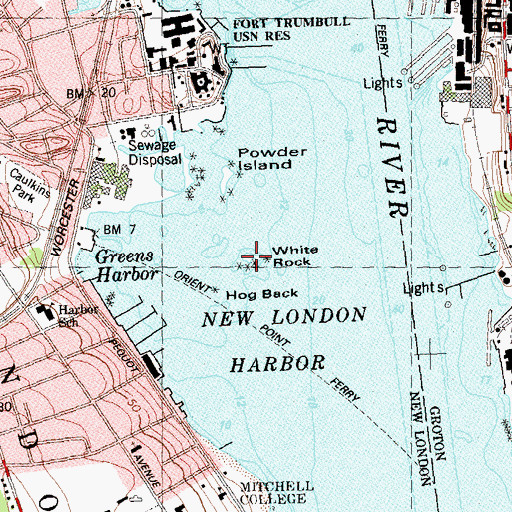 Topographic Map of White Rock, CT