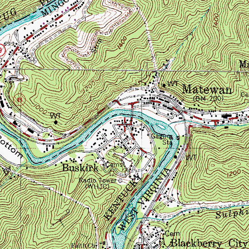 Topographic Map of Hatfield Post Office (historical), KY