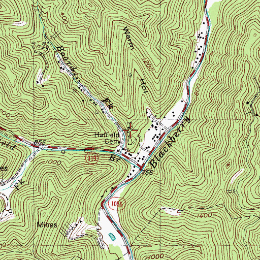 Topographic Map of Hatfield School (historical), KY