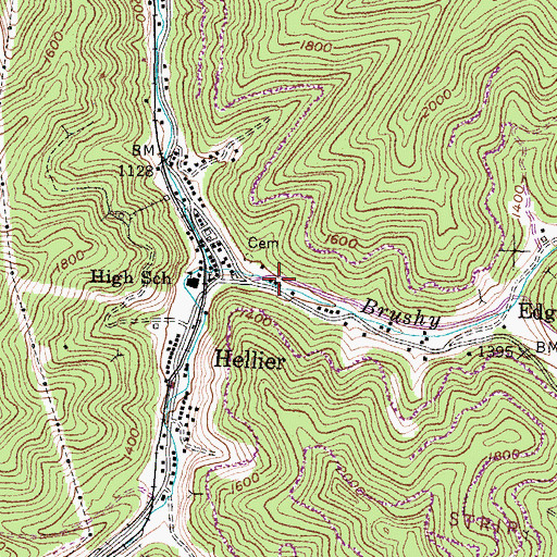 Topographic Map of Hellier School (historical), KY