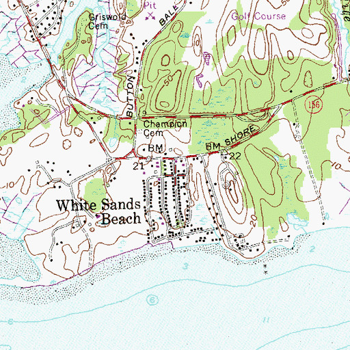 Topographic Map of White Sands Beach, CT