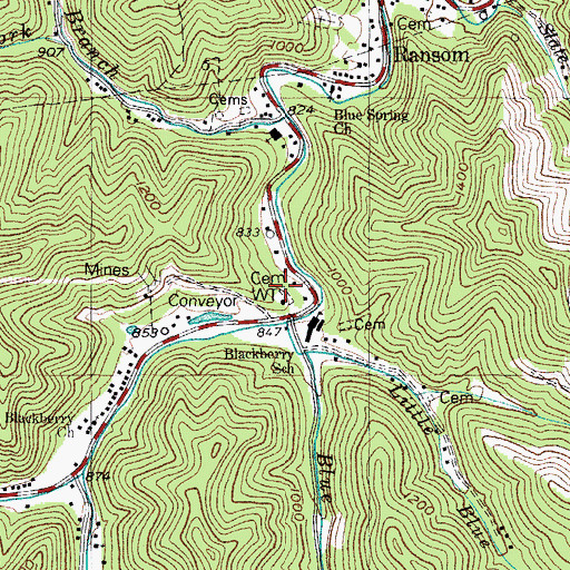 Topographic Map of Jerry Hatfield Cemetery, KY