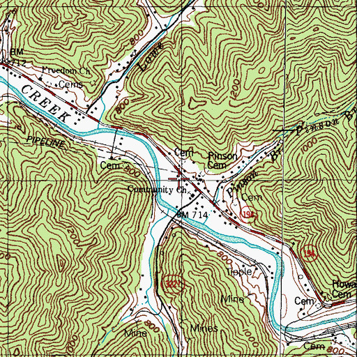 Topographic Map of Joe Post Office (historical), KY