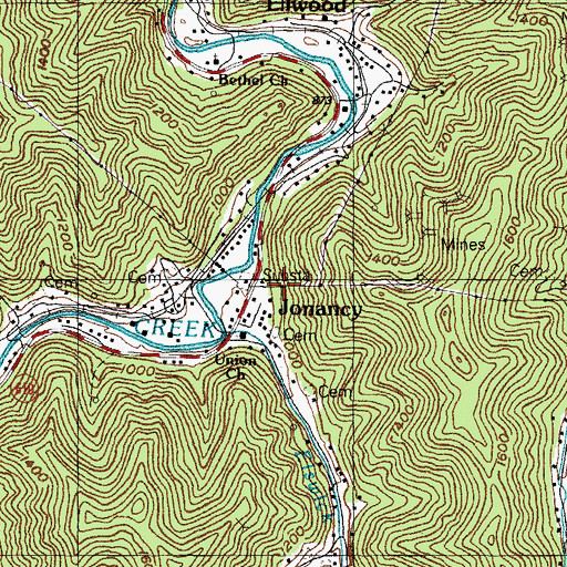 Topographic Map of Jonancy Post Office (historical), KY
