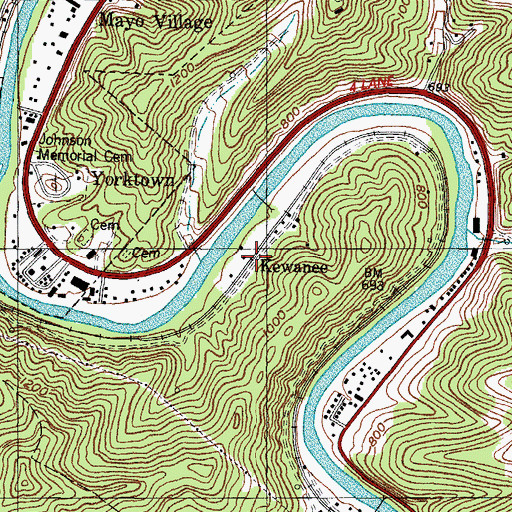 Topographic Map of Kewnee Post Office (historical), KY