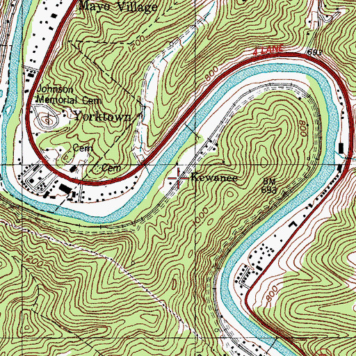 Topographic Map of Kewnee Railroad Station (historical), KY