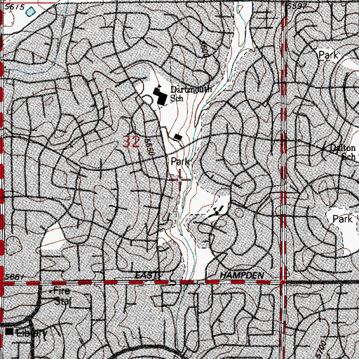 Topographic Map of Meadowood Park, CO