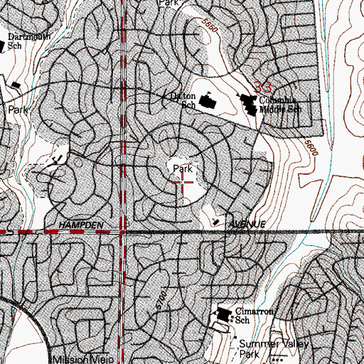 Topographic Map of Hill Top Park, CO
