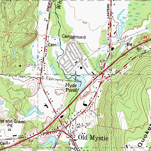 Topographic Map of Whitford Brook, CT