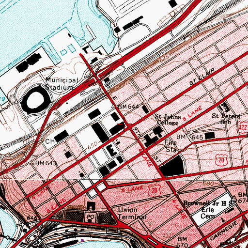Topographic Map of Bond Court Building, OH