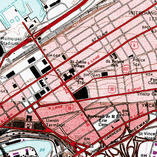 Topographic Map of Diamond Building, OH