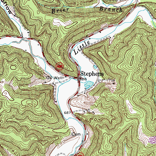 Topographic Map of Stephens Post Office (historical), KY