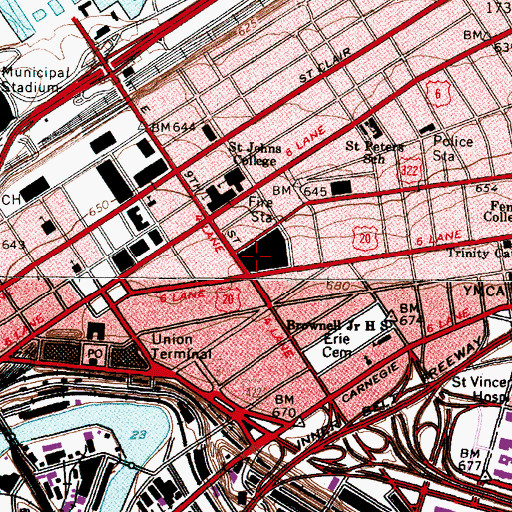 Topographic Map of Huntington Building, OH