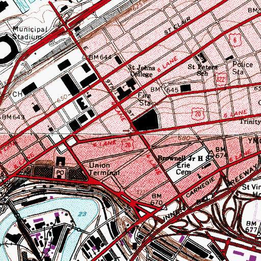 Topographic Map of National City Center, OH