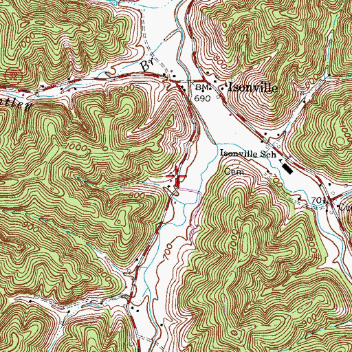 Topographic Map of Isonville School (historical), KY