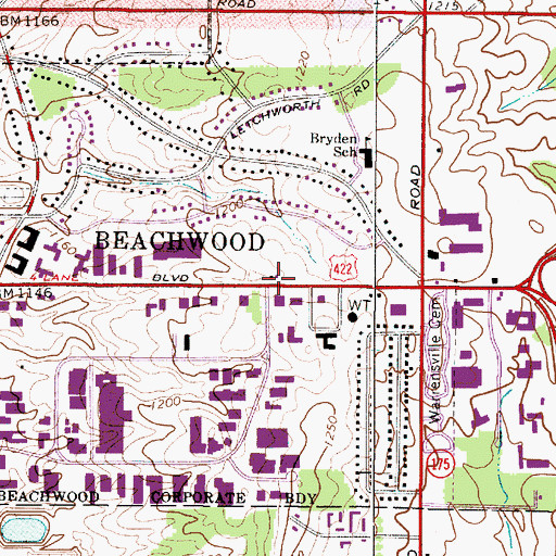 Topographic Map of Beachwood Fire Department - Station 2, OH