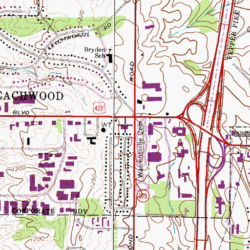 Topographic Map of Chagrin-Richmond Plaza, OH