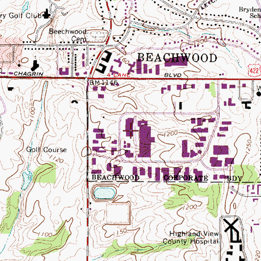 Topographic Map of Commerce Park Circle Building, OH