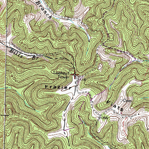 Topographic Map of Frazier Flat Lookout Tower, KY