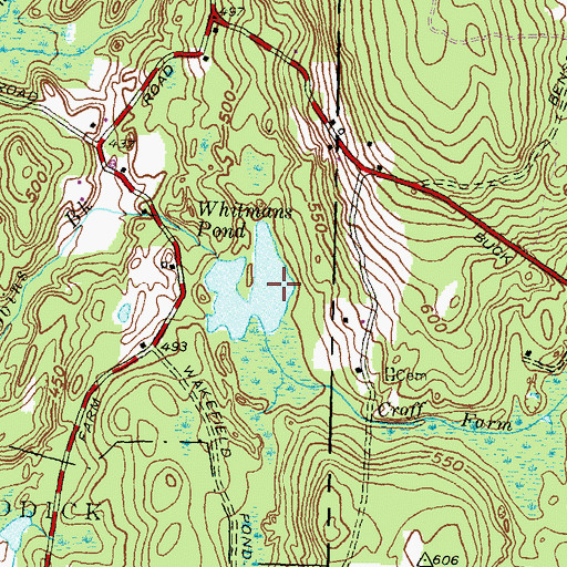 Topographic Map of Whitmans Pond, CT