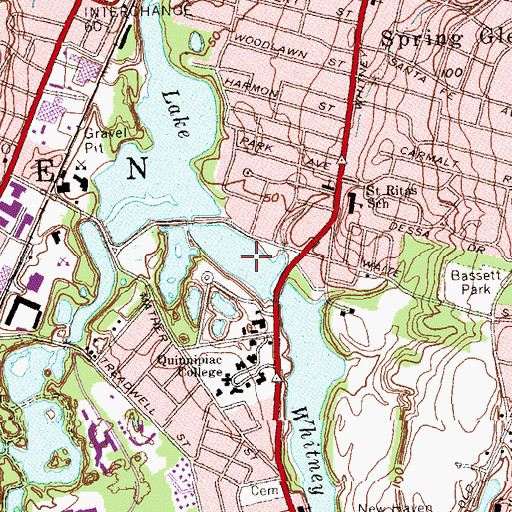 Topographic Map of Lake Whitney, CT