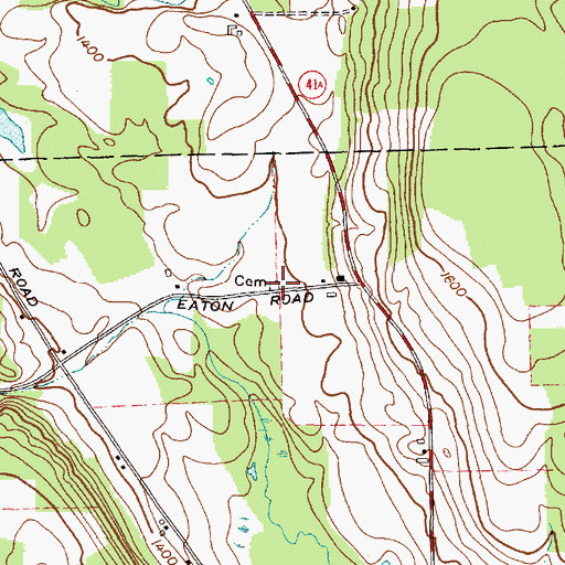 Topographic Map of Eaton Road Cemetery, NY
