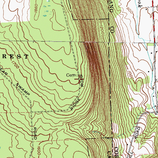 Topographic Map of Wilcox Cemetery, NY