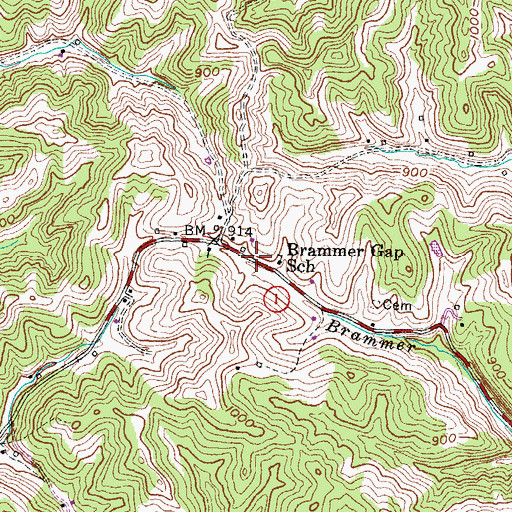 Topographic Map of Brammer Gap (historical), KY