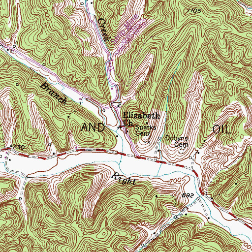 Topographic Map of Cam Creek (historical), KY