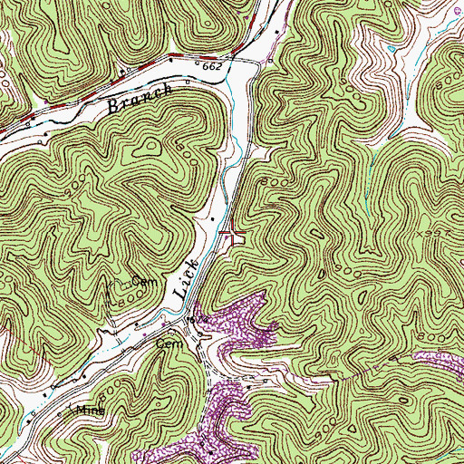 Topographic Map of Lick Creek (historical), KY