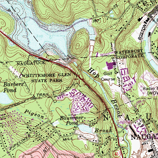 Topographic Map of Whittemore Glen State Park, CT