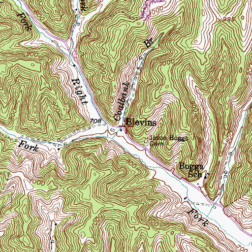 Topographic Map of Blevins Post Office (historical), KY