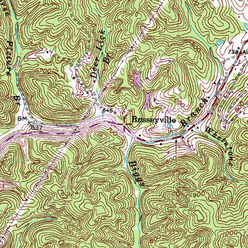 Topographic Map of Busseyville Post Office (historical), KY