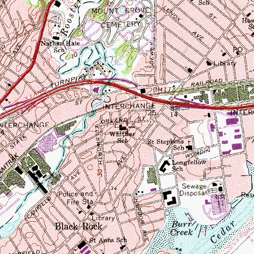 Topographic Map of Whittier Elementary School, CT