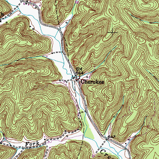 Topographic Map of Cherokee Post Office (historical), KY