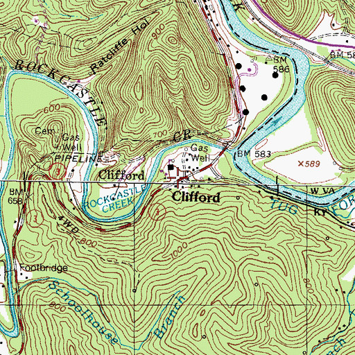 Topographic Map of Clifford Post Office (historical), KY