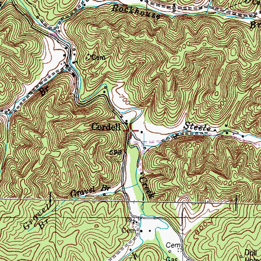 Topographic Map of Cordell Post Office (historical), KY