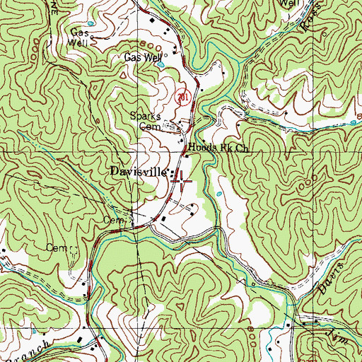 Topographic Map of Davisville Post Office (historical), KY
