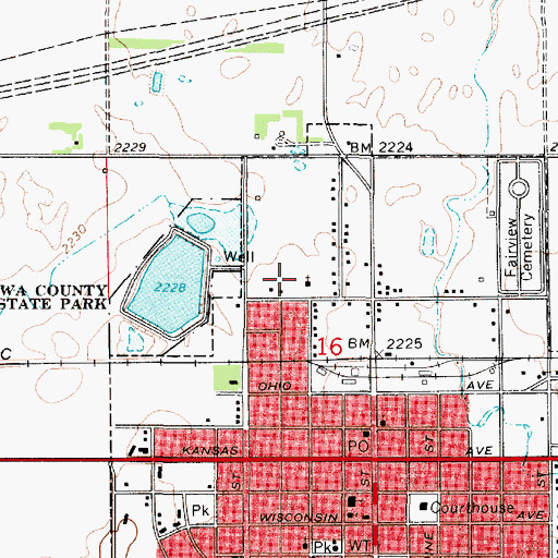 Topographic Map of Greensburg Mennonite Church, KS