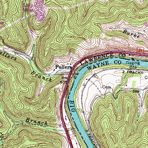 Topographic Map of Fuller Railroad Station (historical), KY