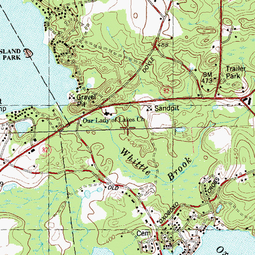 Topographic Map of Whittle Brook, CT