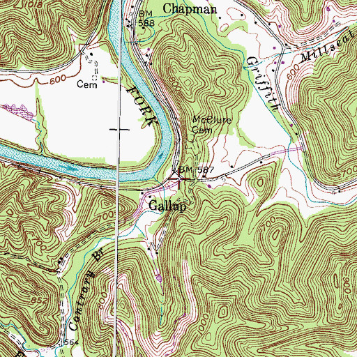 Topographic Map of Gallup Post Office, KY