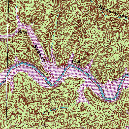 Topographic Map of Irad Post Office (historical), KY