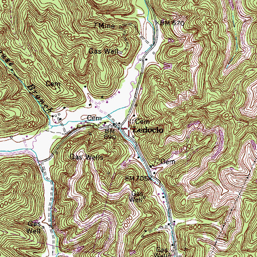 Topographic Map of Ledocio Post Office (historical), KY