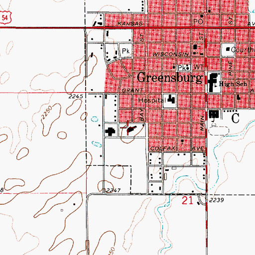 Topographic Map of First United Methodist Church, KS