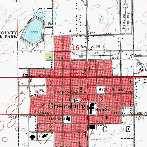 Topographic Map of First Baptist Church, KS