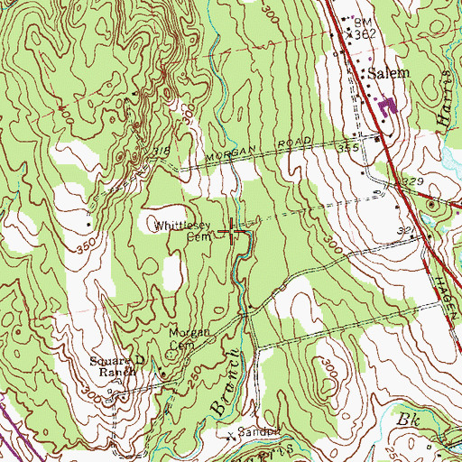 Topographic Map of Whittlesey Cemetery, CT