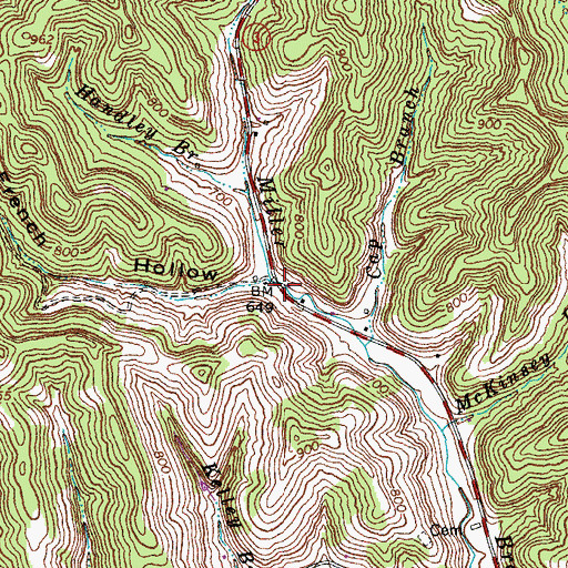 Topographic Map of Vessie Post Office (historical), KY