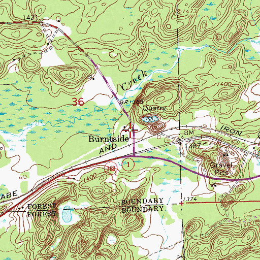 Topographic Map of Burntside Station, MN
